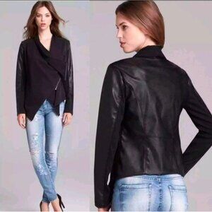 Blank NYC Women's Asymmetrical Black Faux Suede & Vegan Leather Jacket S